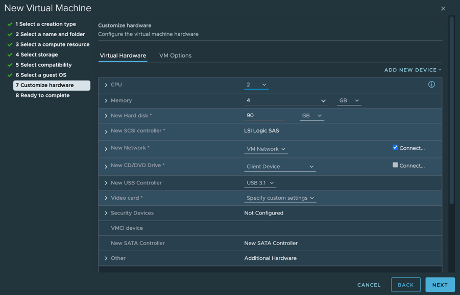 Récupération de la configuration matérielle par défaut d’une VM dans  vSphere